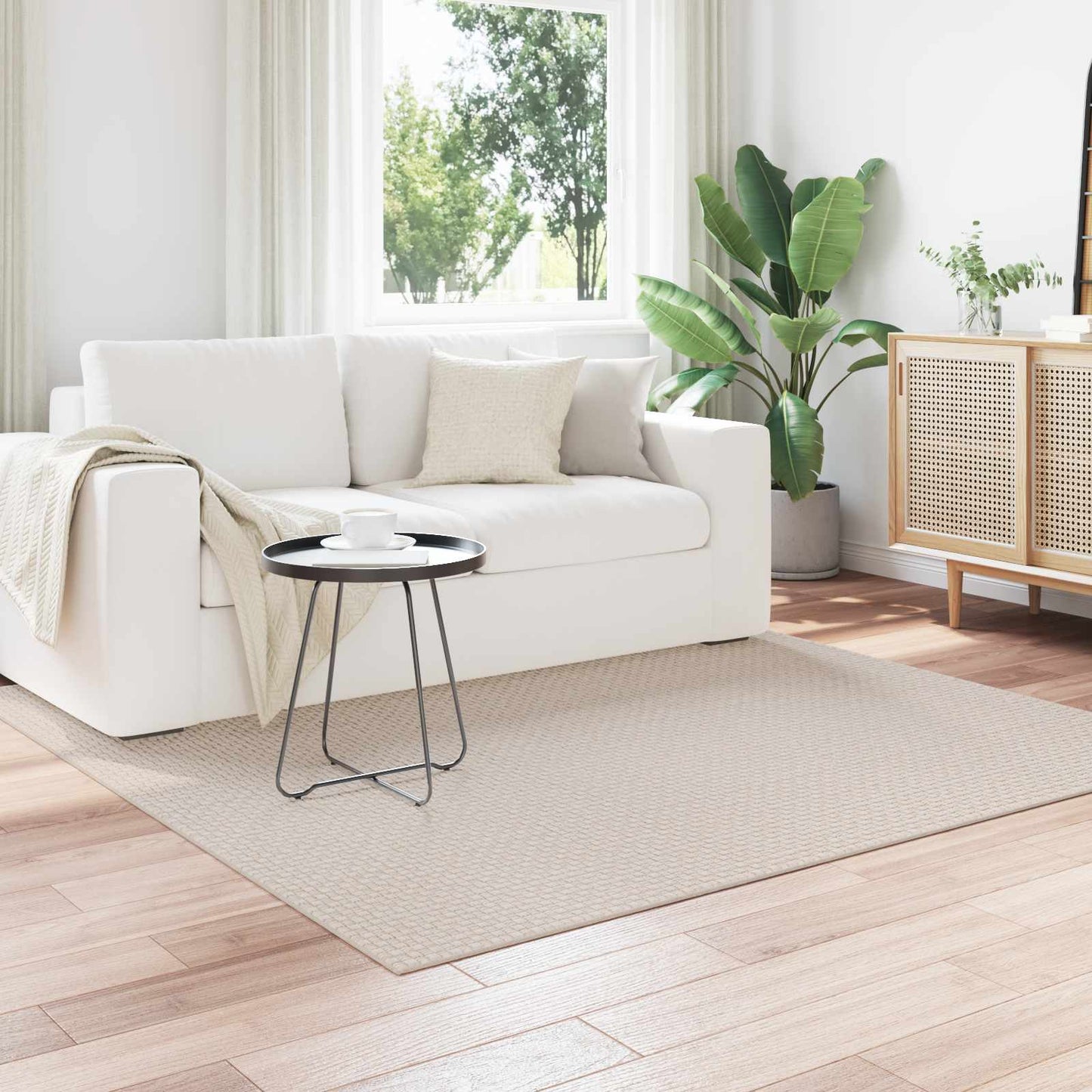 Area Rugs Square FARO Cream 200 x 200 cm Polyester