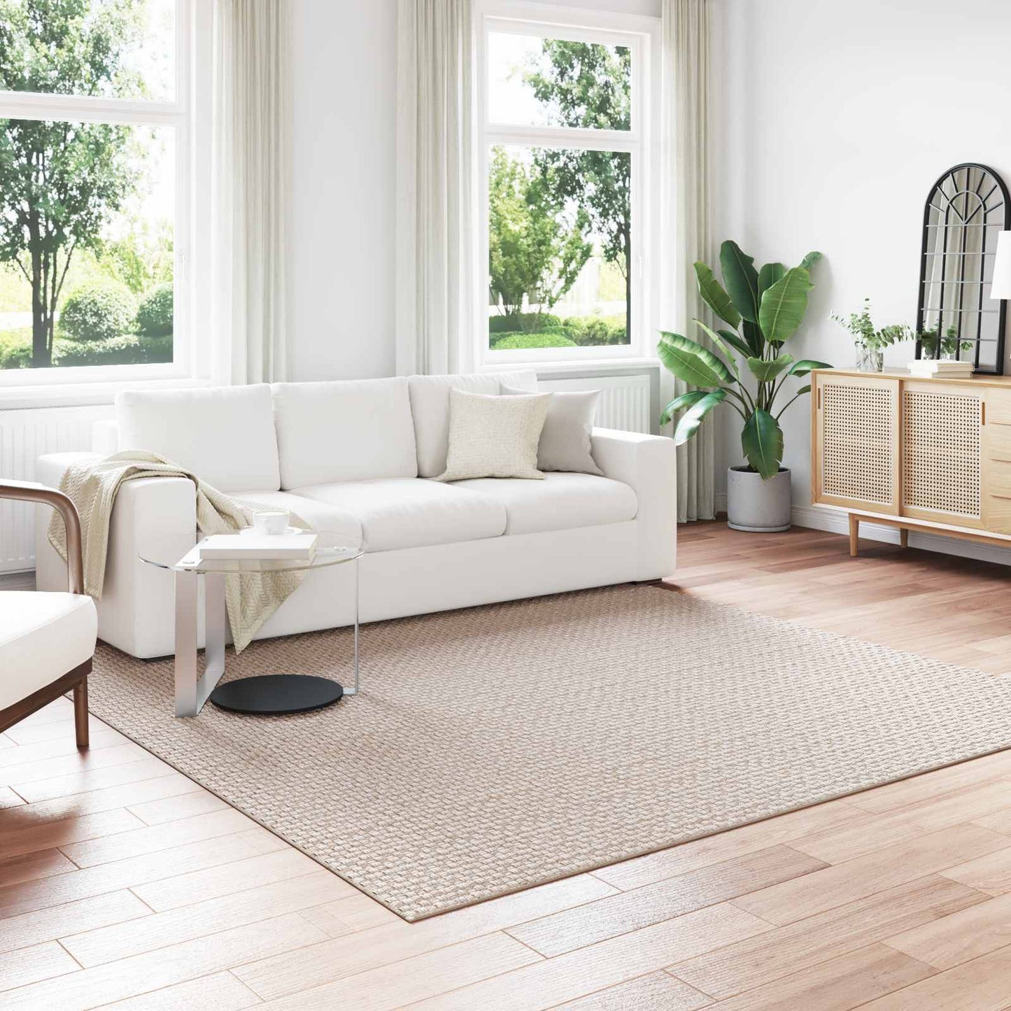 Area Rugs Square FARO Cream 240 x 240 cm Polyester