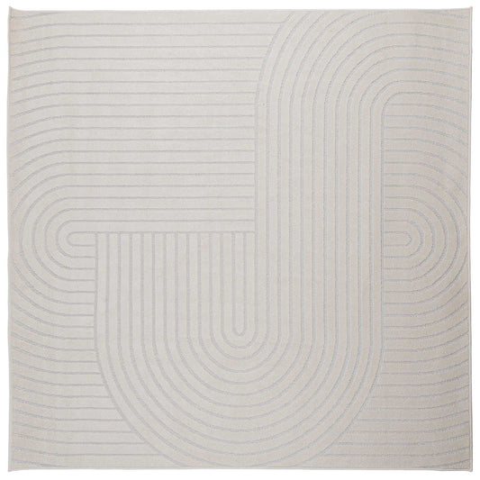 Indoor and Outdoor Rug PALMERAS Cream 240 x 240 cm Polyester