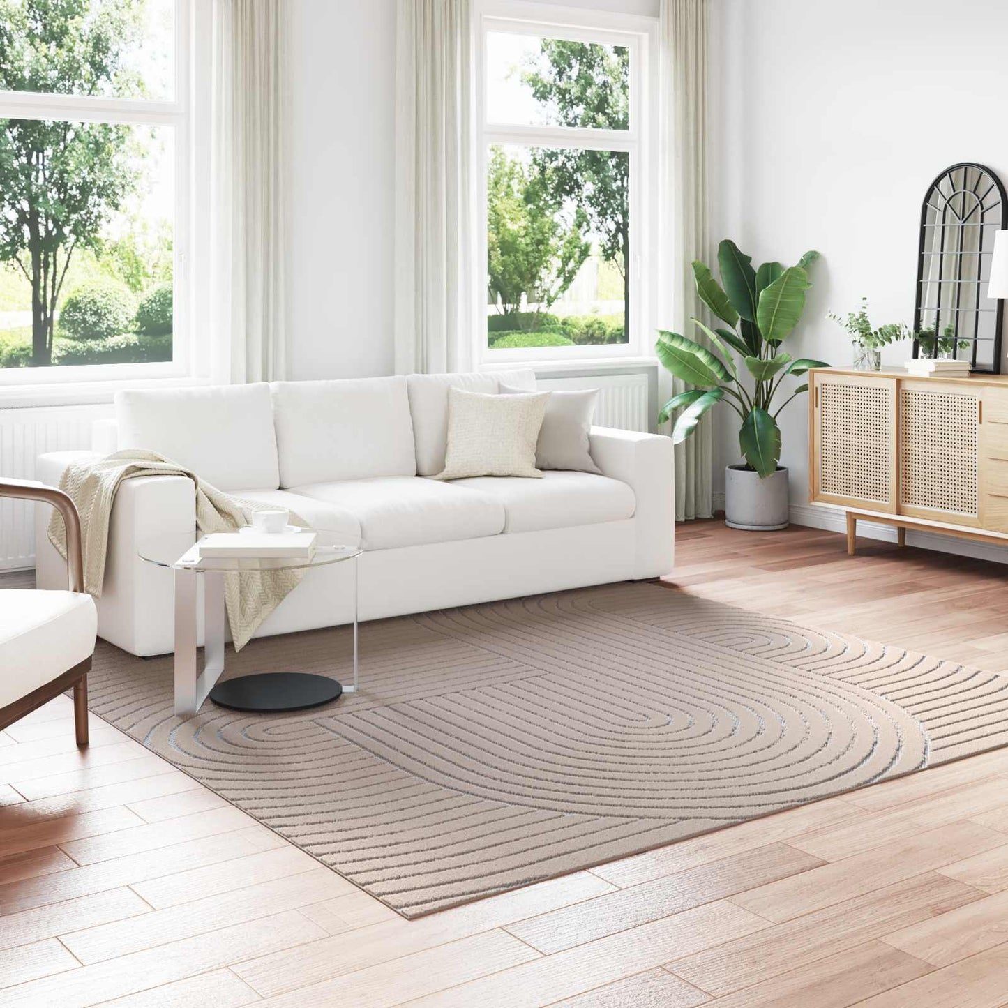 Area Rugs Square PALMERAS Beige 240 x 240 cm Polyester
