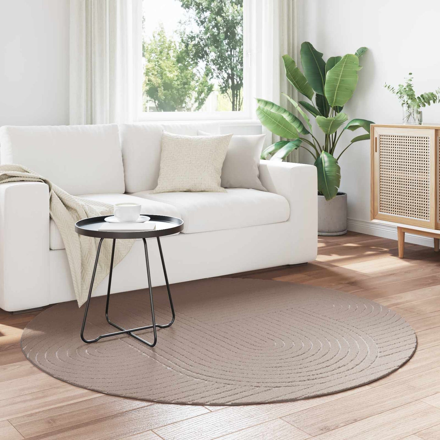 Area Rugs Round PALMERAS Beige Ø 120 CM Polyester