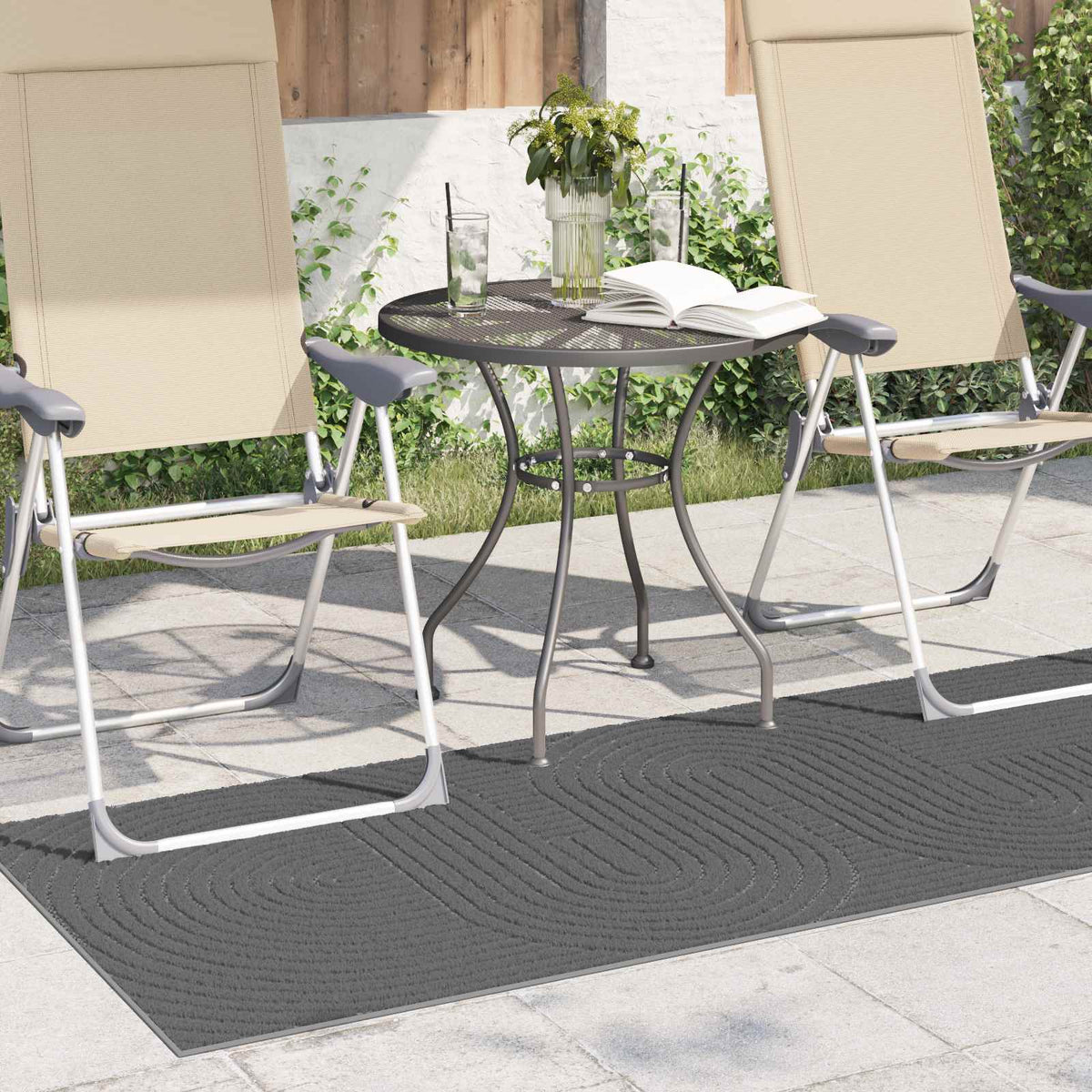 Indoor and Outdoor Rug PALMERAS Anthracite 80 x 150 cm