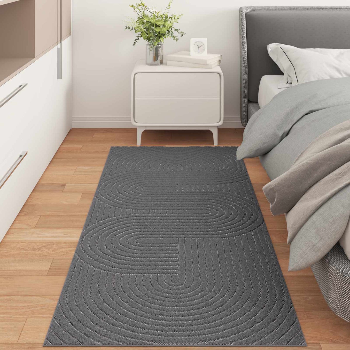 Area Rugs Rectangular PALMERAS Anthracite 200 x 80 cm Polyester