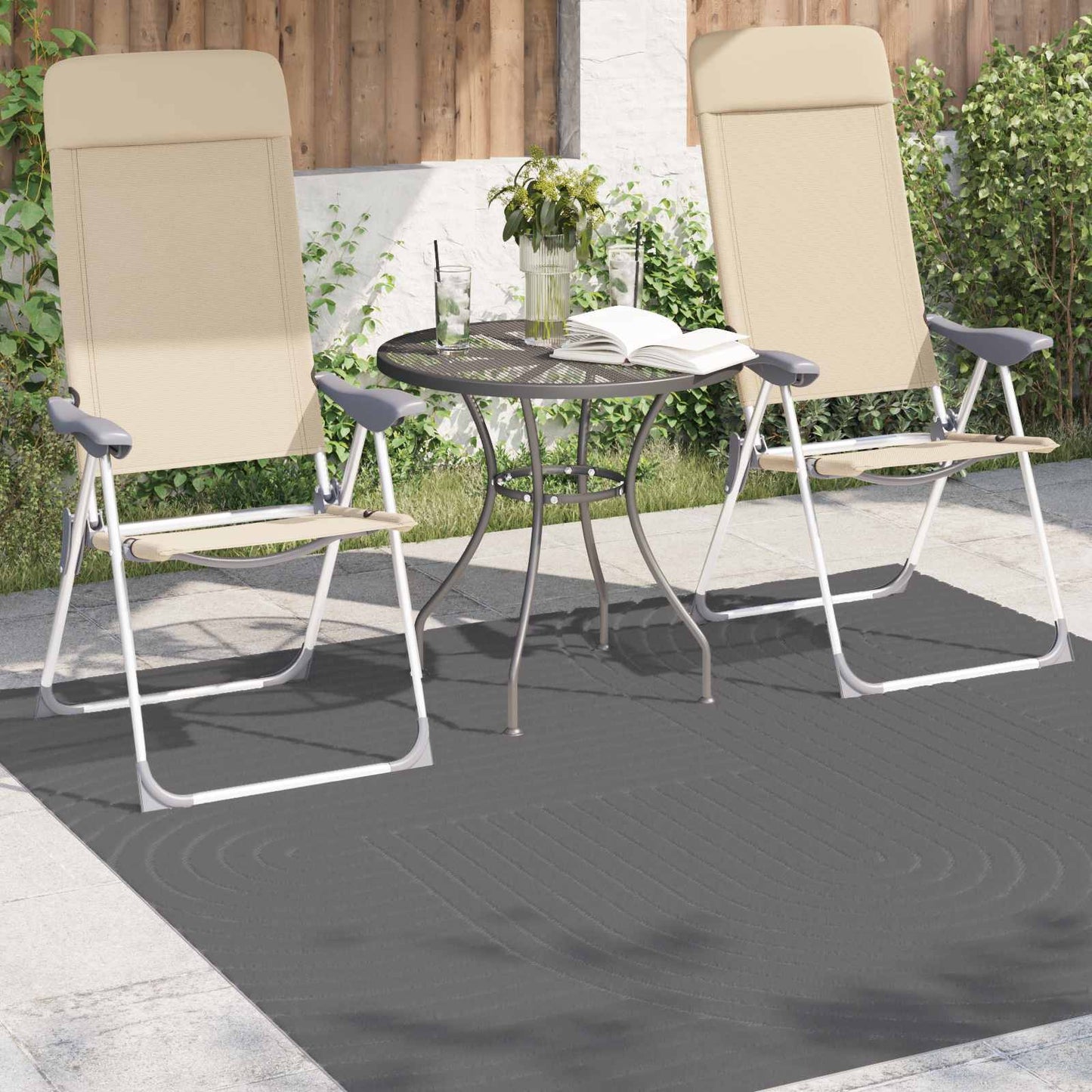 Area Rugs Square PALMERAS Anthracite 200 x 200 cm Polyester