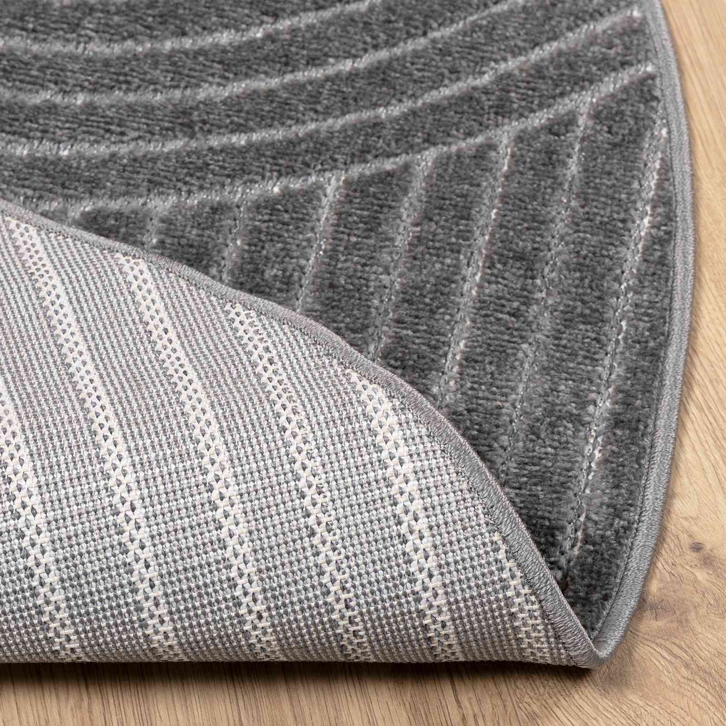 Area Rugs Round PALMERAS Anthracite Ø 120 CM Polyester