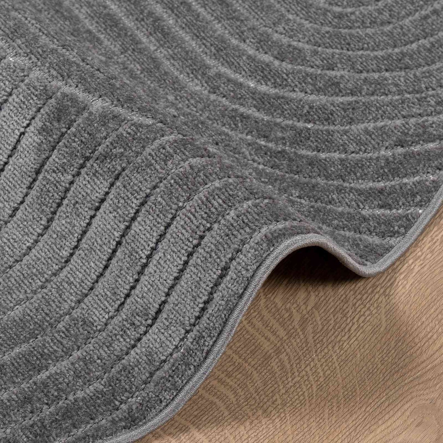 Area Rugs Round PALMERAS Anthracite Ø 120 CM Polyester