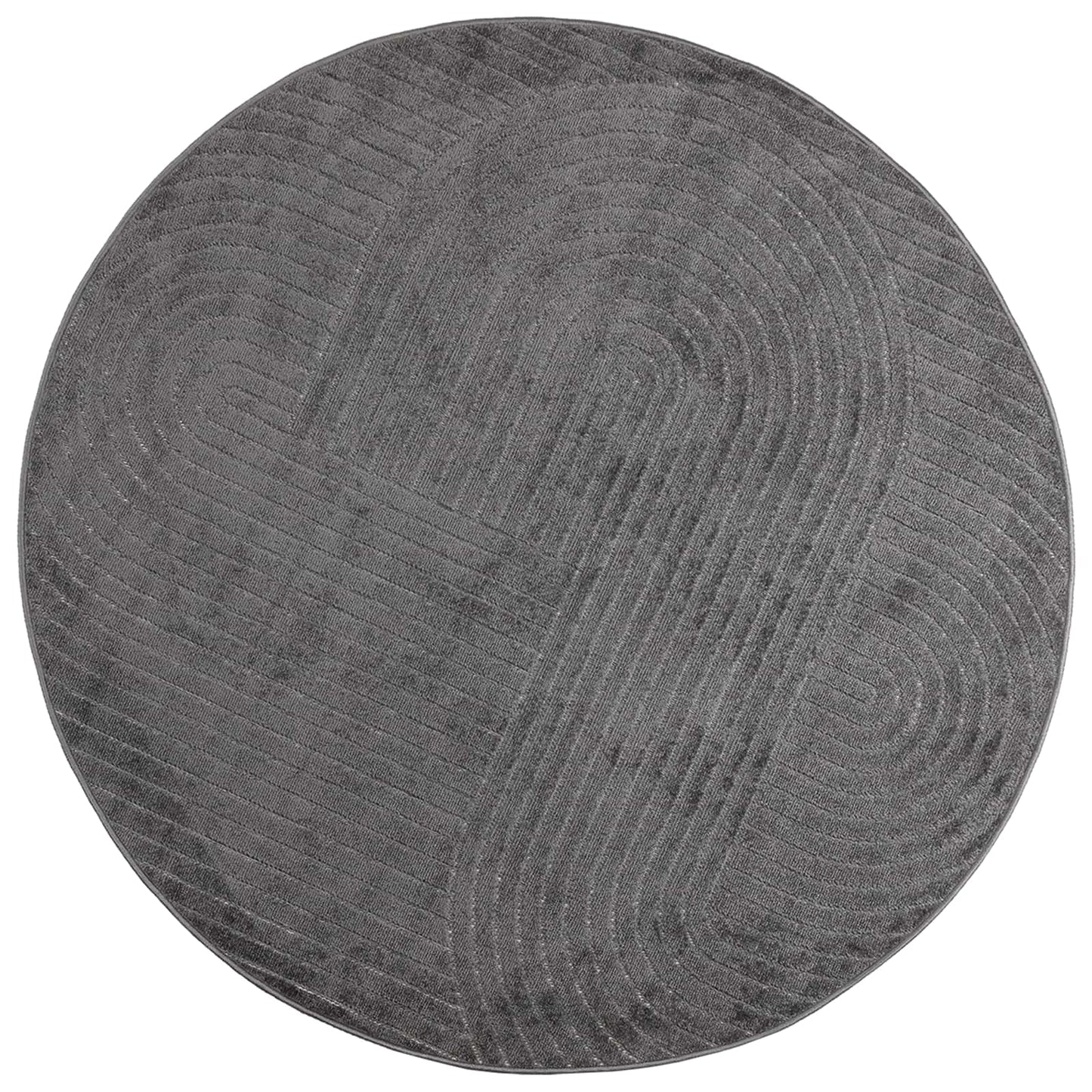 Area Rugs Round PALMERAS Anthracite Ø 120 CM Polyester