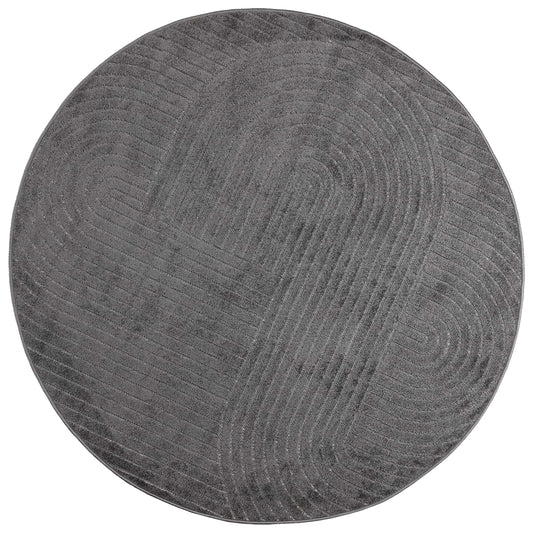 Indoor and Outdoor Rug PALMERAS Anthracite Ø 120 CM Polyester