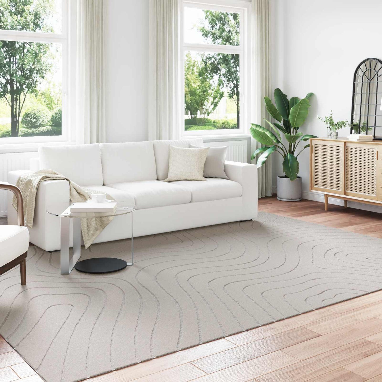 Area Rugs Rectangular PALMERAS Cream 280 x 200 cm Polyester