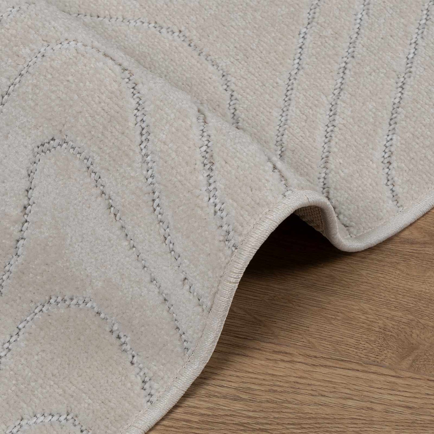 Area Rugs Square PALMERAS Cream 120 x 120 cm Polyester