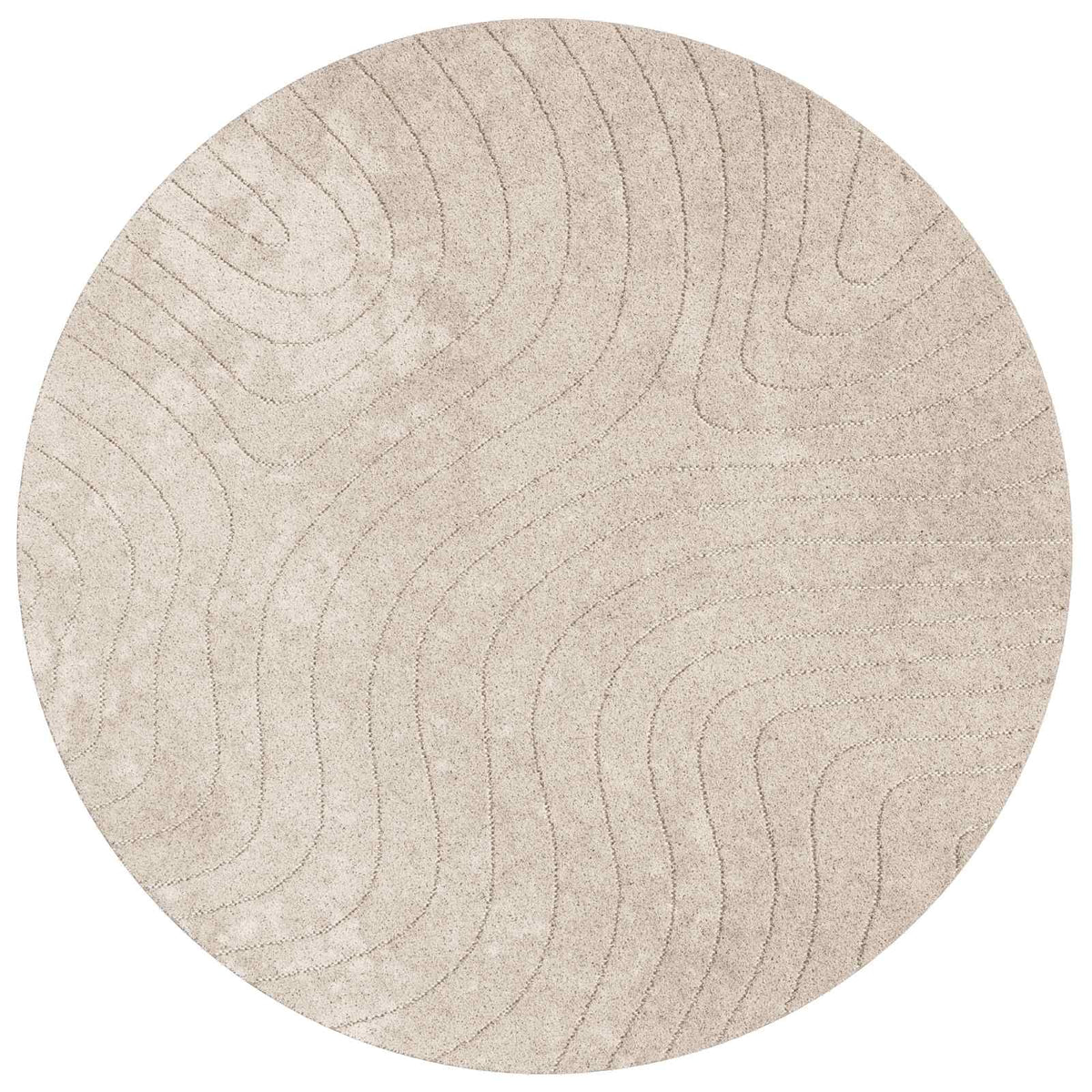 Indoor and Outdoor Rug PALMERAS Beige Ø 200 CM Polyester
