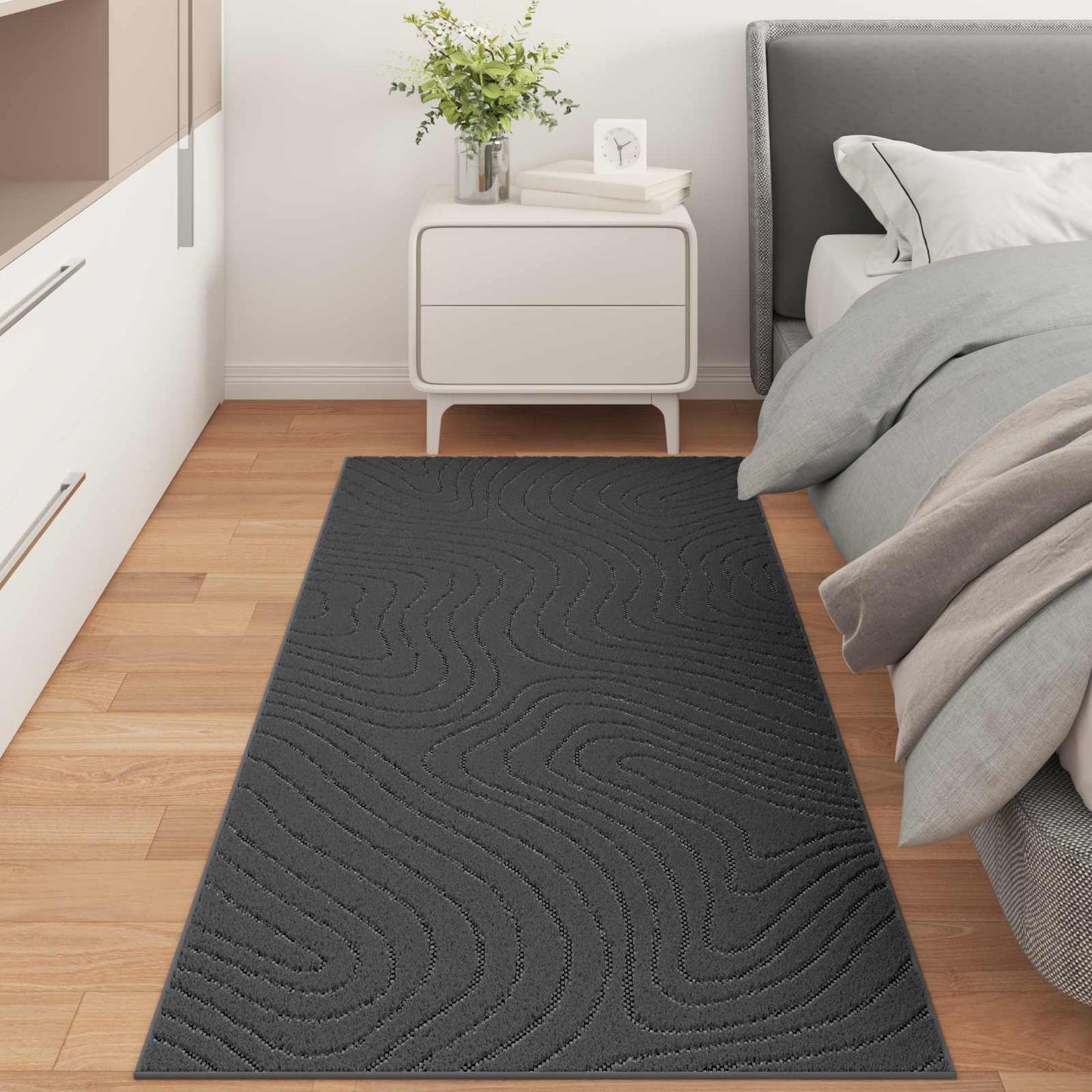 Area Rugs Rectangular PALMERAS Anthracite 200 x 80 cm Polyester