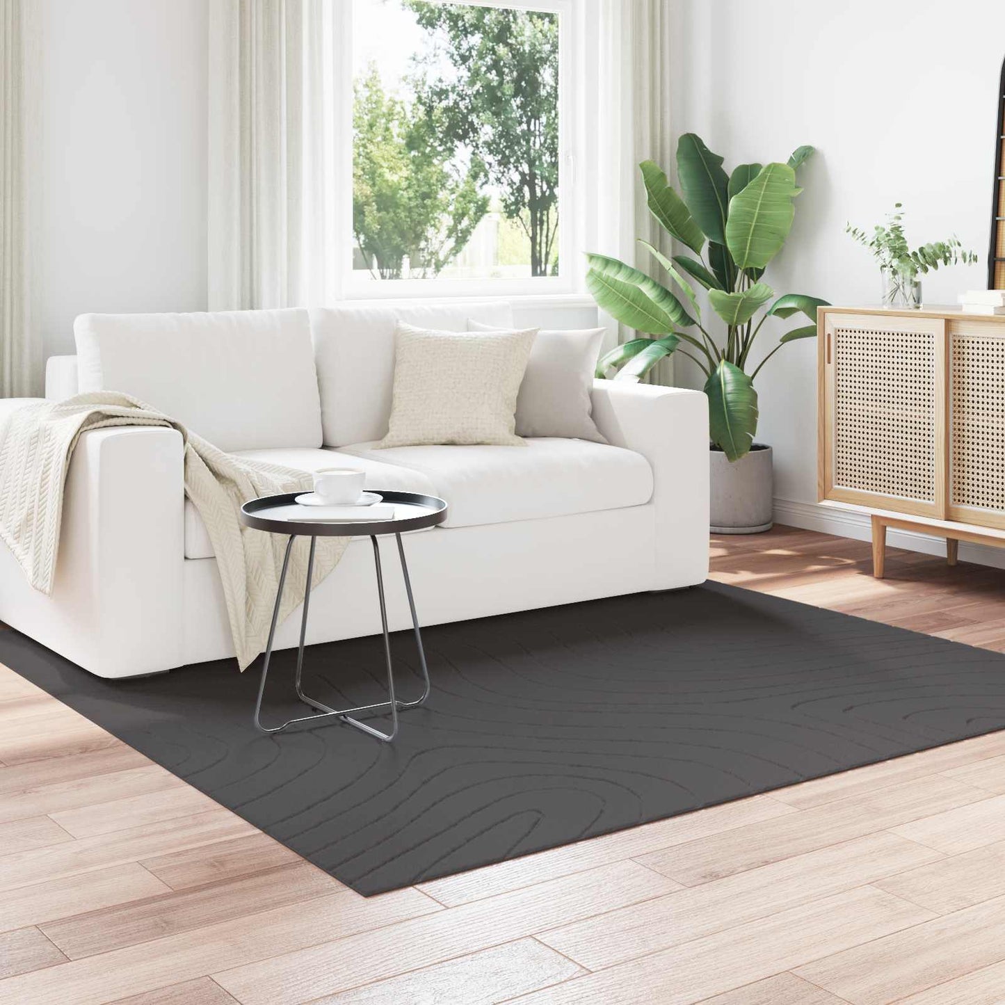 Area Rugs Square PALMERAS Anthracite 120 x 120 cm Polyester