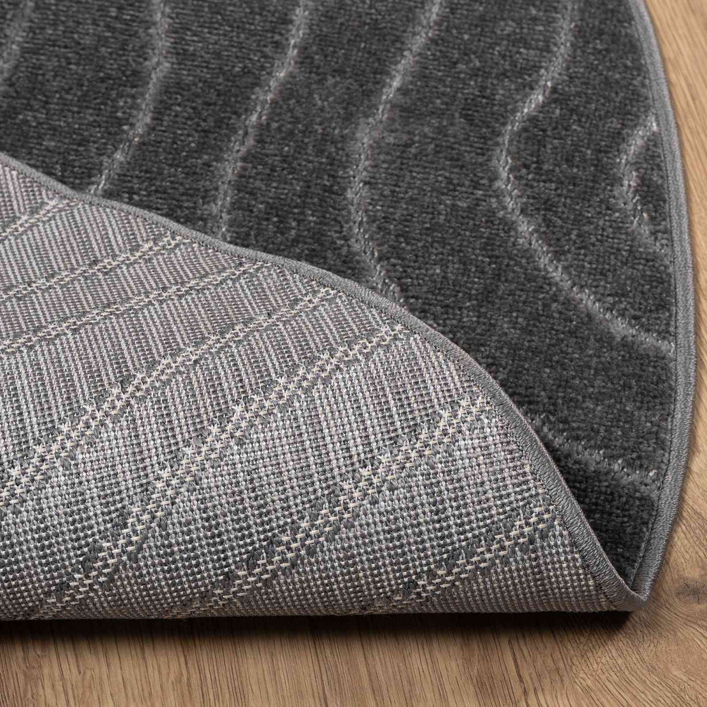 Area Rugs Round PALMERAS Anthracite Ø 160 CM Polyester