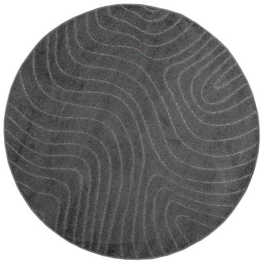Indoor and Outdoor Rug PALMERAS Anthracite Ø 200 CM Polyester