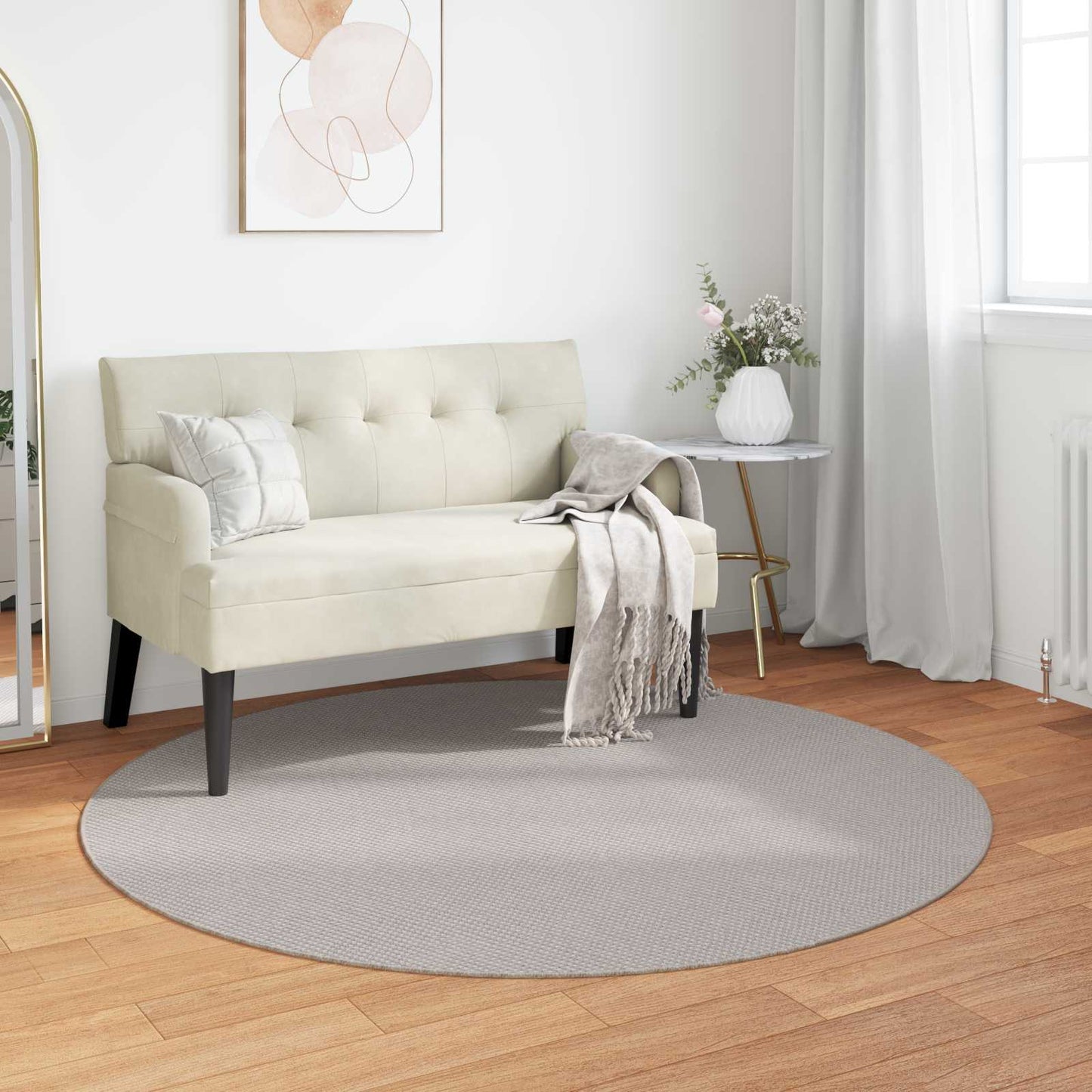 Area Rugs Round LUGO Cream Ø 200 CM Polyester