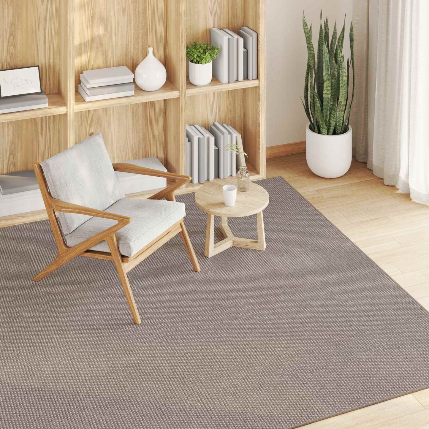 Area Rugs Square LUGO Cream and Taupe 120 x 120 cm Polyester