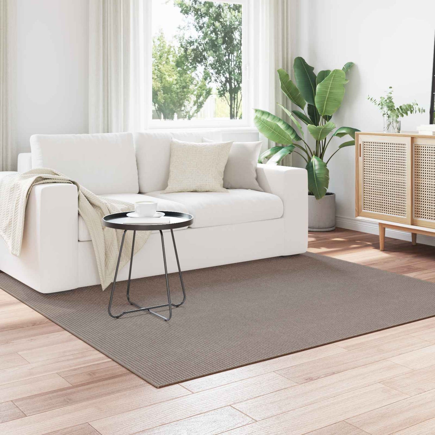 Area Rugs Square LUGO Cream and Taupe 200 x 200 cm Polyester