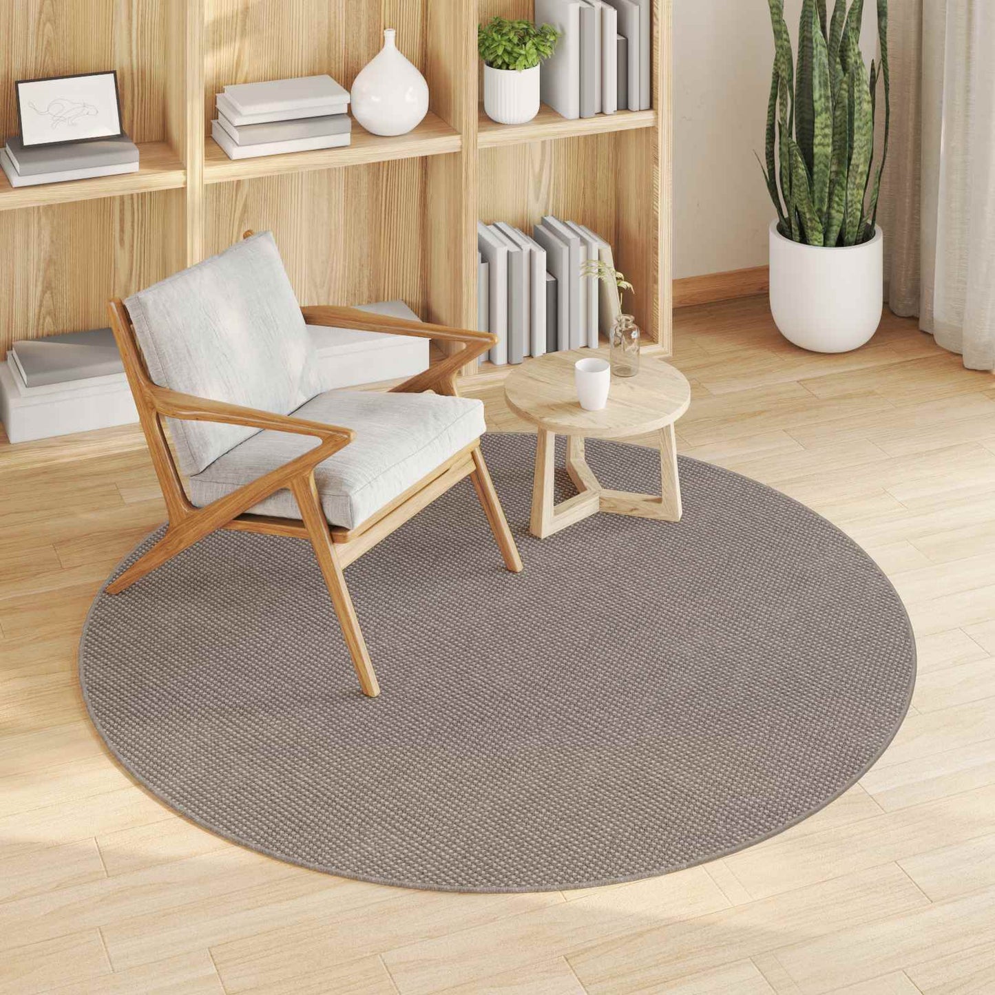 Area Rugs Round LUGO Cream and Taupe Ø 200 CM Polyester