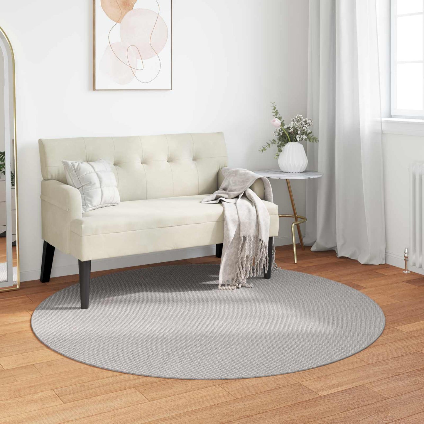 Area Rugs Round LUGO Cream and Grey Ø 200 CM Polyester