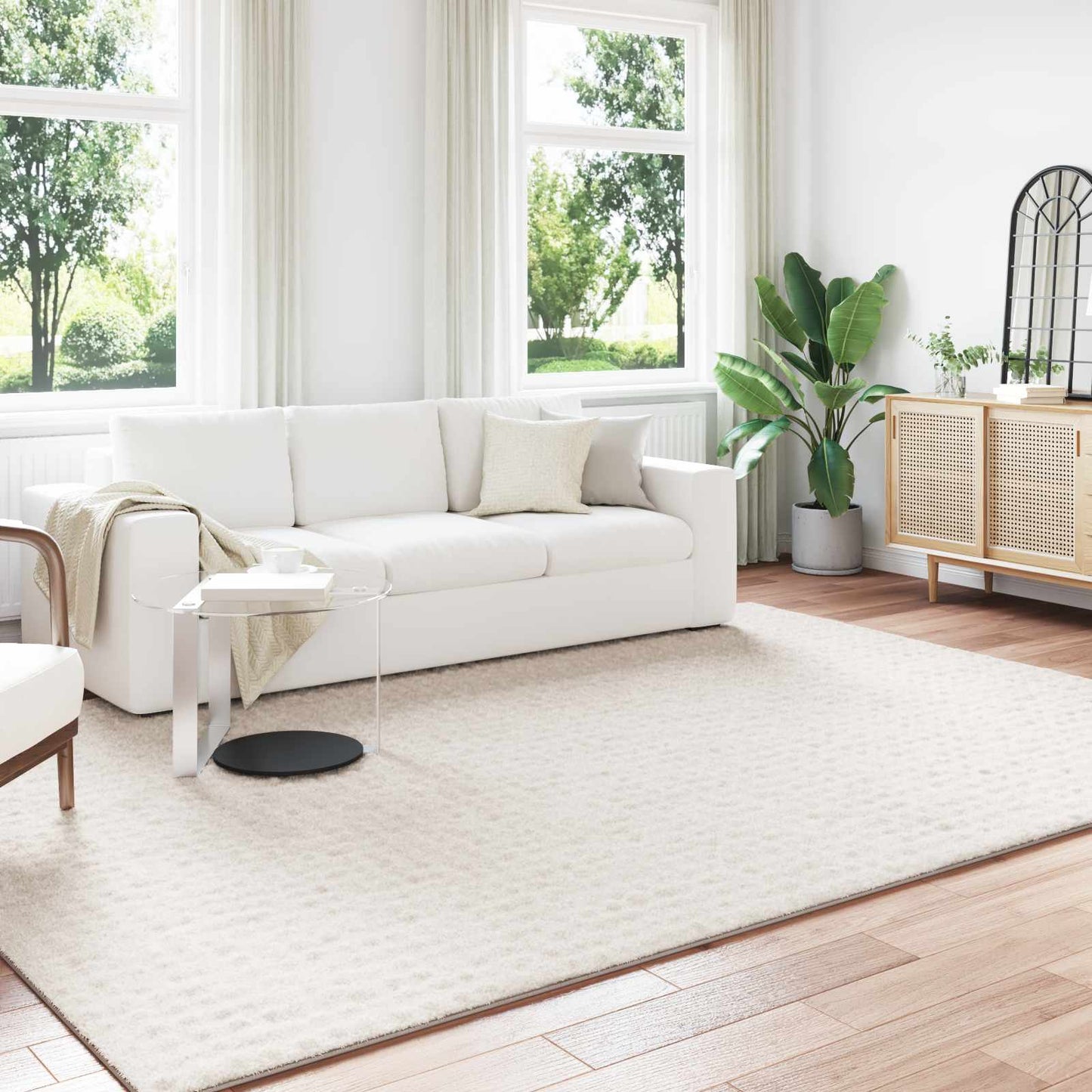 Area Rugs Rectangular SIROLO Cream 280 x 200 cm Polyester