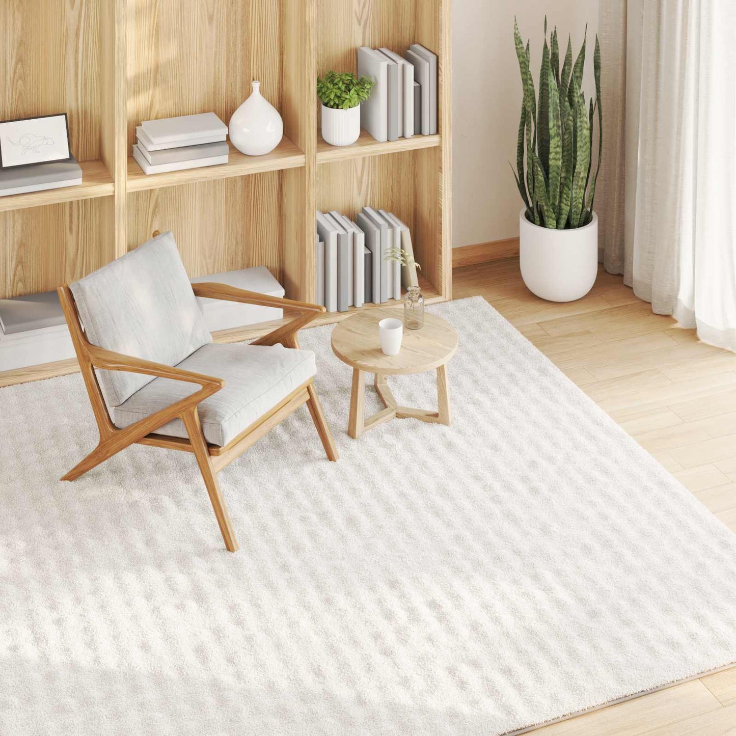 Area Rugs Square SIROLO Cream 240 x 240 cm Polyester