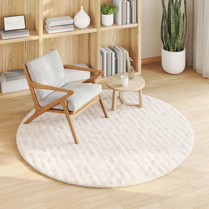 Area Rugs Round SIROLO Cream Ø 120 CM Polyester