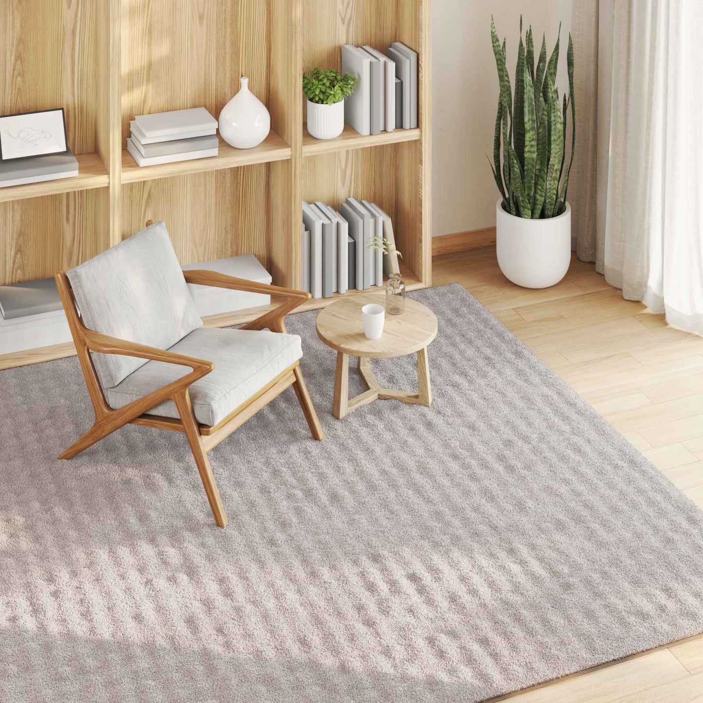 Area Rugs Square SIROLO Sand 120 x 120 cm Polyester