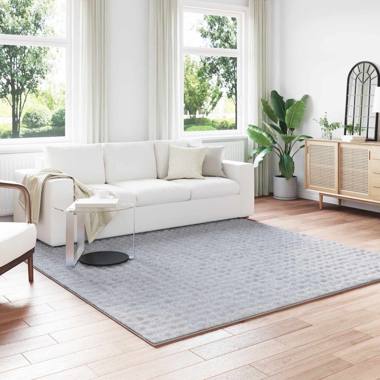 Area Rugs Square SIROLO Grey 240 x 240 cm Polyester