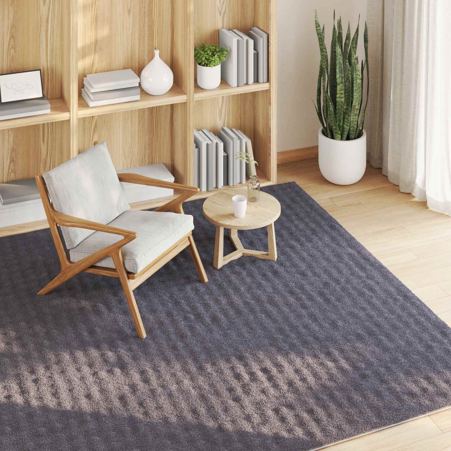 Area Rugs Square SIROLO Anthracite 200 x 200 cm Polyester