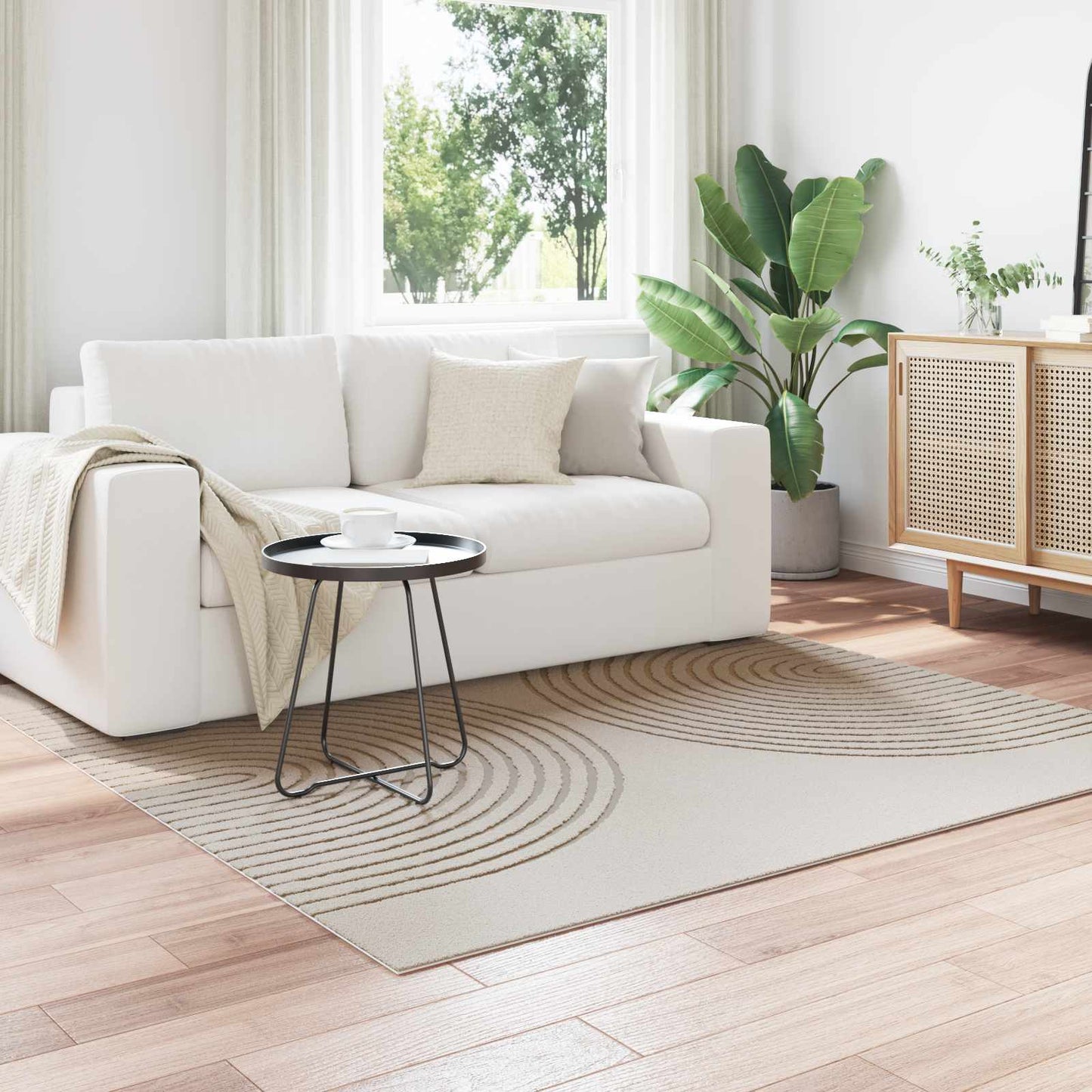 Area Rugs Square GALATI Cream 120 x 120 cm Polyester