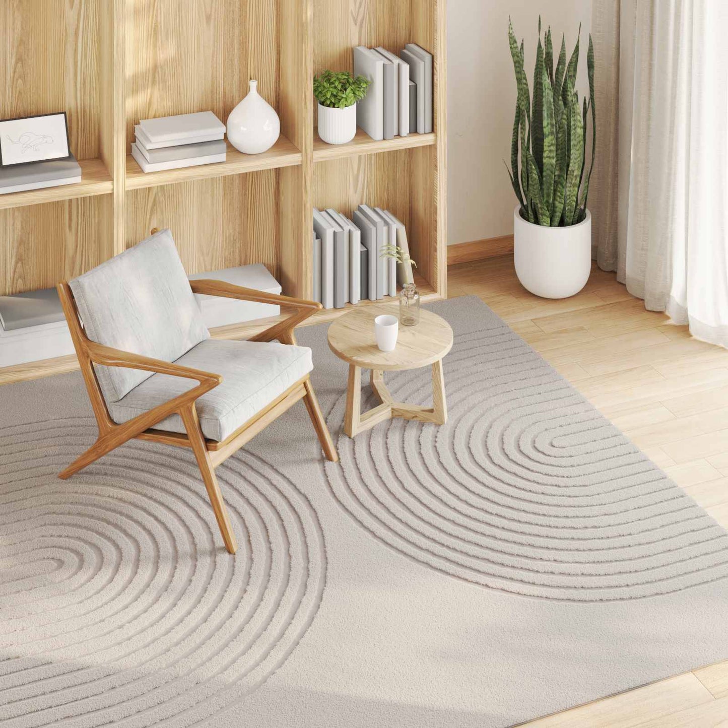 Area Rugs Square GALATI Cream 120 x 120 cm Polyester