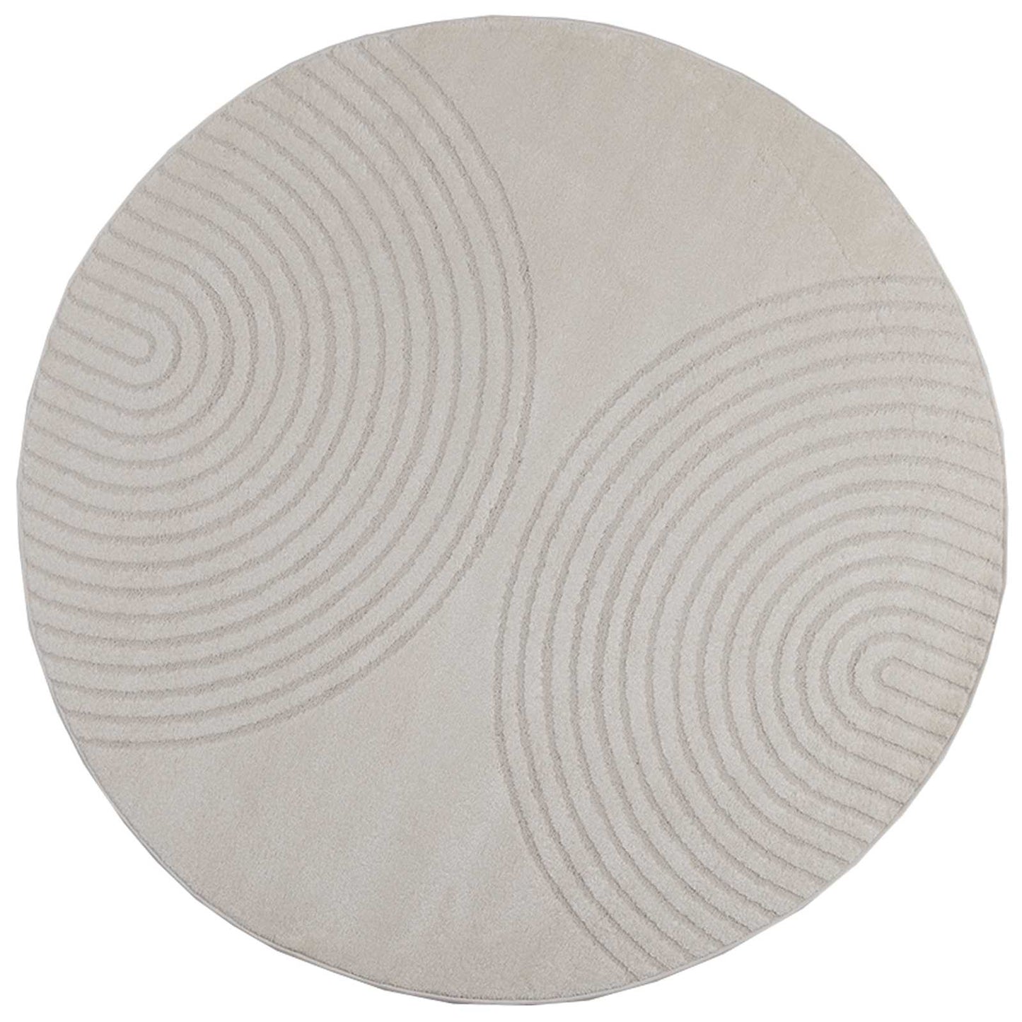 Area Rugs Round GALATI Cream Ø 200 CM Polyester