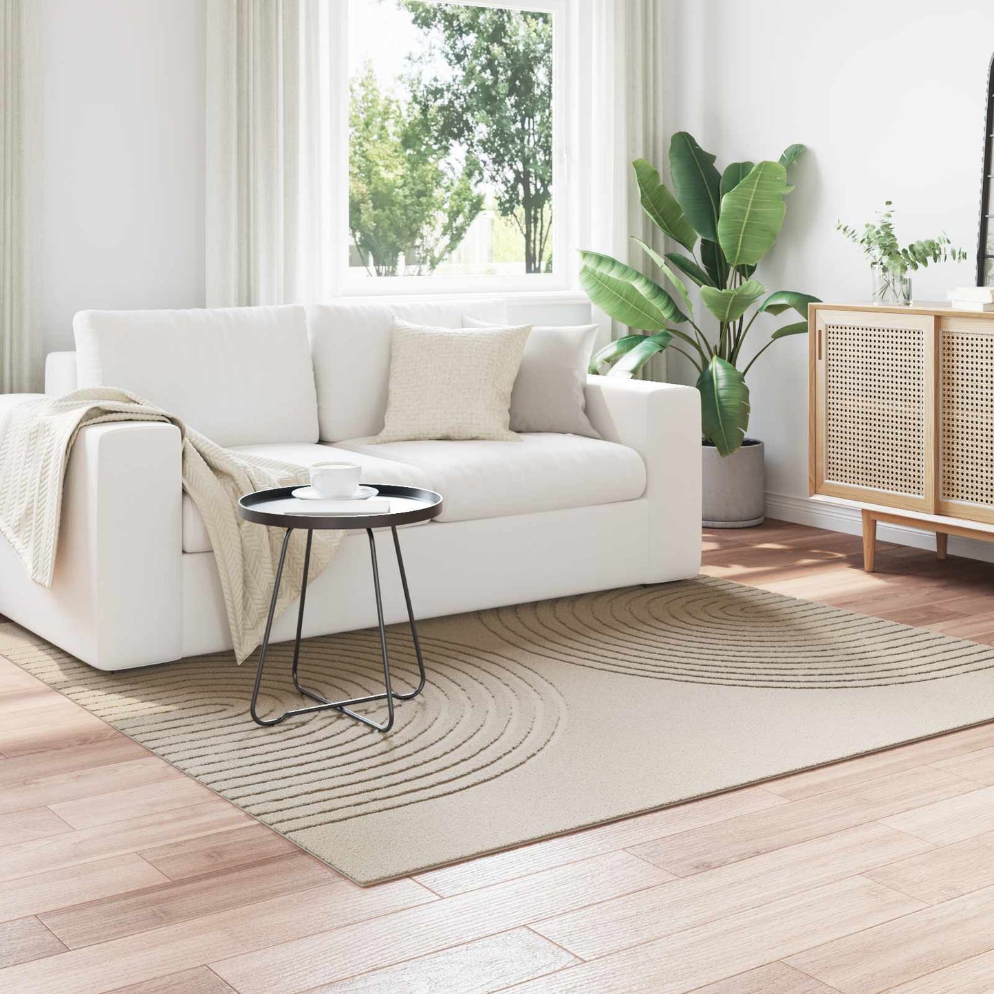 Area Rugs Square GALATI Beige 200 x 200 cm Polyester