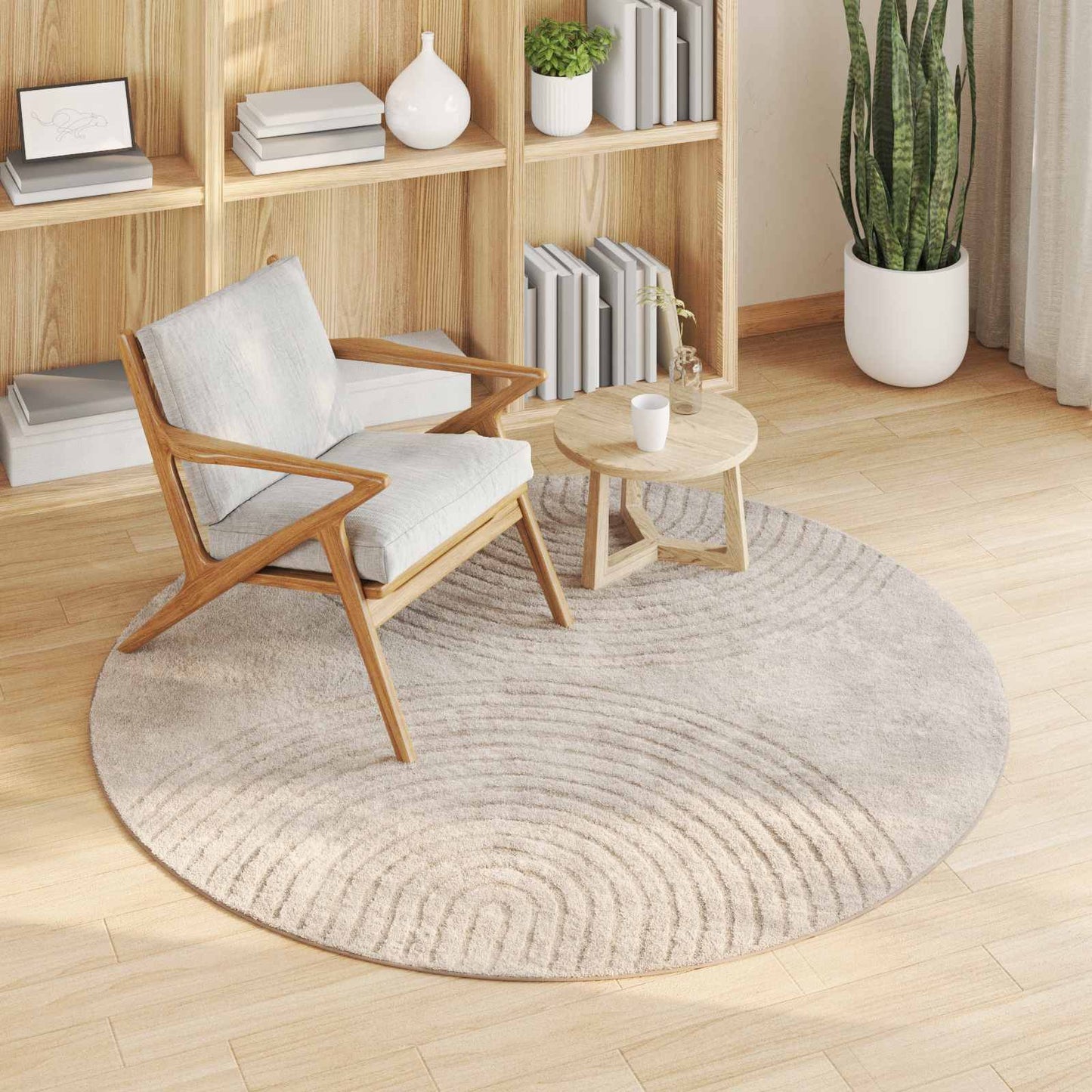 Area Rugs Round GALATI Beige Ø 200 CM Polyester