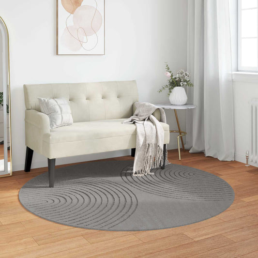 Indoor Rug GALATI Grey Ø 120 CM Polyester