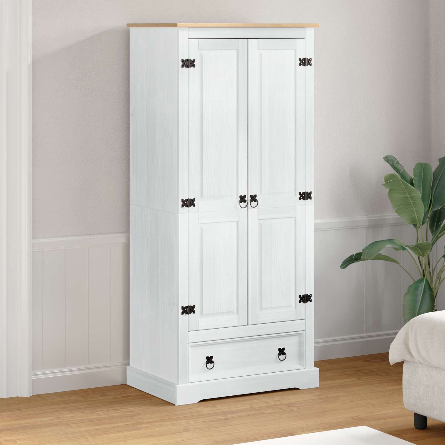 Wardrobes with Drawer White 76 x 50 x 170 cm Solid Pine Wood