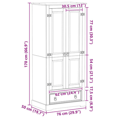 Wardrobes with Drawer White 76 x 50 x 170 cm Solid Pine Wood