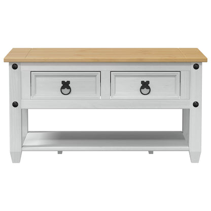 Coffee Table with Drawer White 85 x 50 x 45 cm Solid Pine Wood