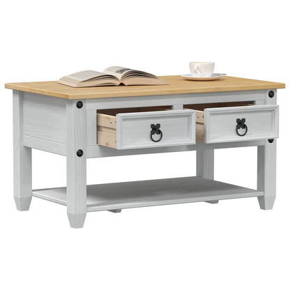Coffee Table with Drawer White 85 x 50 x 45 cm Solid Pine Wood