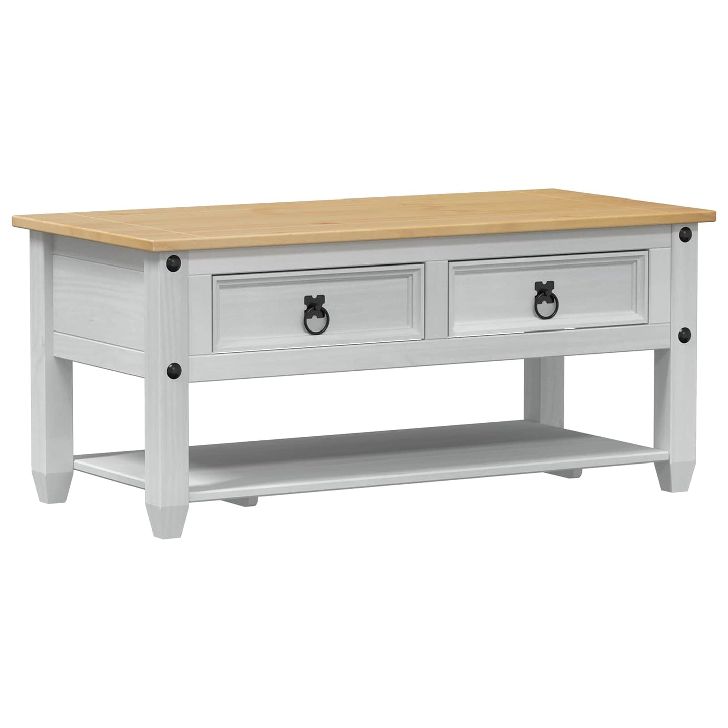 Coffee Table with Drawer White 100 x 48 x 45 cm Solid Pine Wood