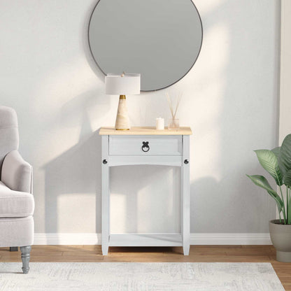 Console table with Drawer White 55 x 35 x 73 cm Solid Pine Wood