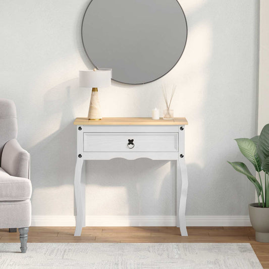 Console table White 73 x 35 x 73 cm Solid Pine Wood