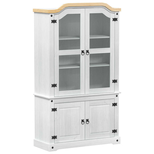Display Cabinet White 103.5 x 42 x 180 cm Solid Pine Wood