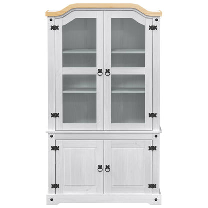 Display Cabinet White 103.5 x 42 x 180 cm Solid Pine Wood
