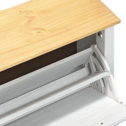 Shoe Cabinet Corona White 99 x 32 x 85 cm Solid Pine Wood