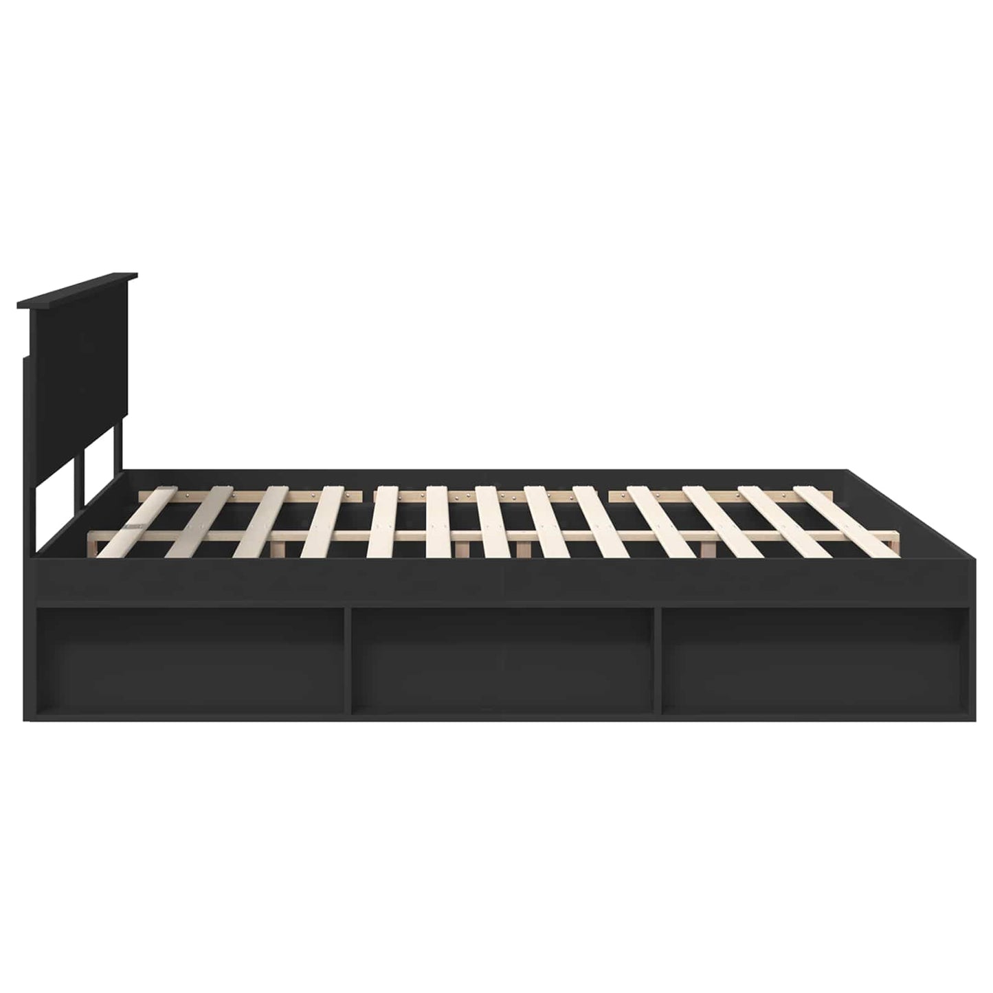 Bed Frame with Headboard Black 200 x 200 cm Engineered wood