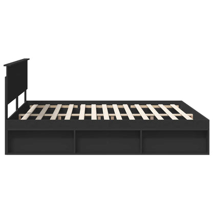 Bed Frame with Headboard Black 200 x 200 cm Engineered wood