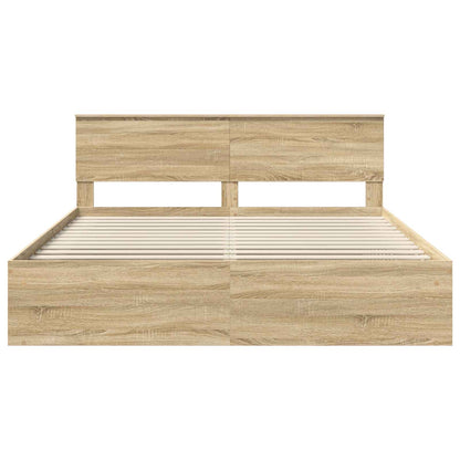 Bed Frame with Headboard Sonoma 200 x 200 cm Engineered wood