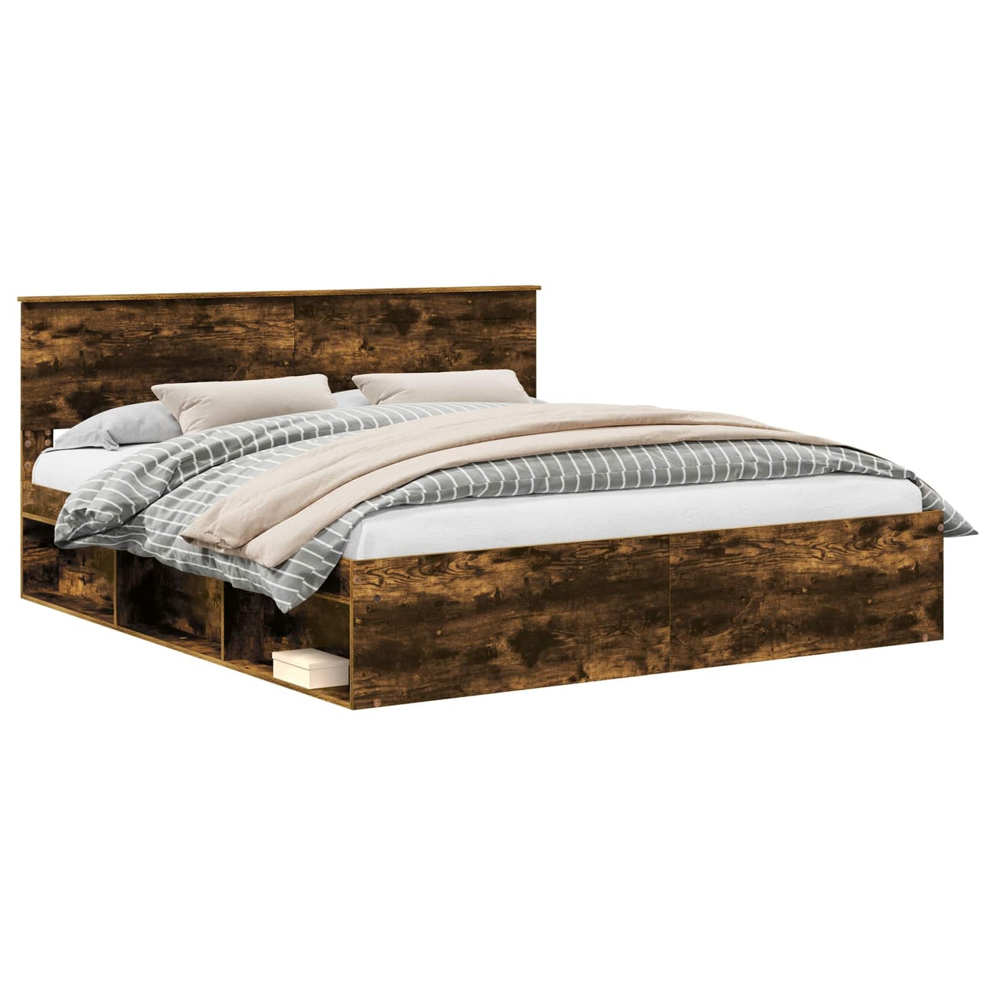 Bed Frame Smoked Oak 180 x 200 cm Engineered wood